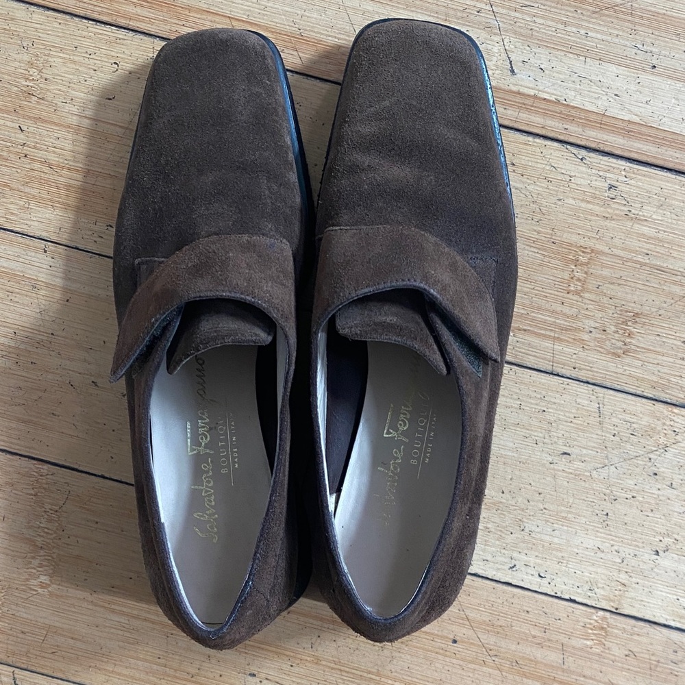 Salvatore Ferragamo Brown Suede Women's Loafers
